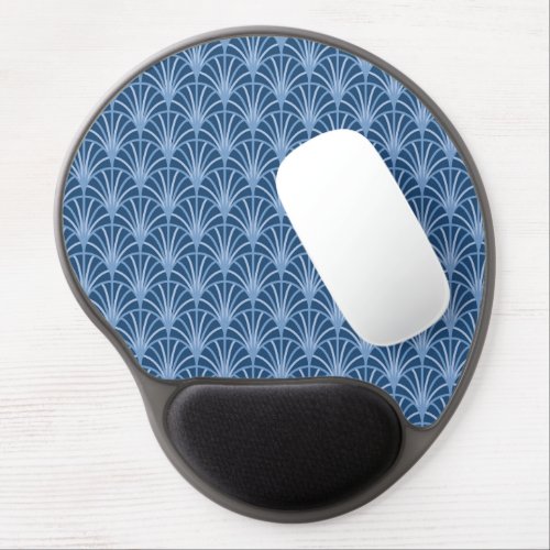 Beautiful Blue Vintage Japanese Fan Pattern Gel Mouse Pad