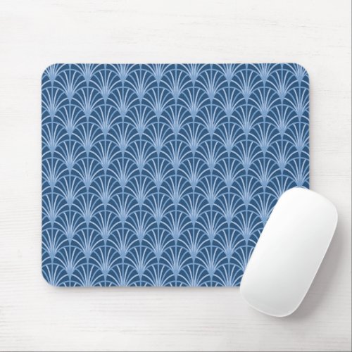 Beautiful Blue Vintage Japanese Fan Pattern Mouse Pad