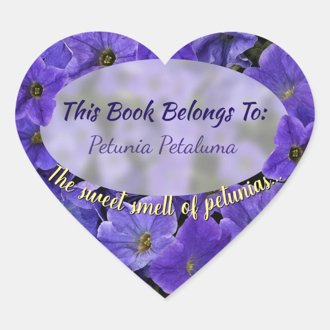 Beautiful Blue Violet Petunia Flowers Bookplate (Front)