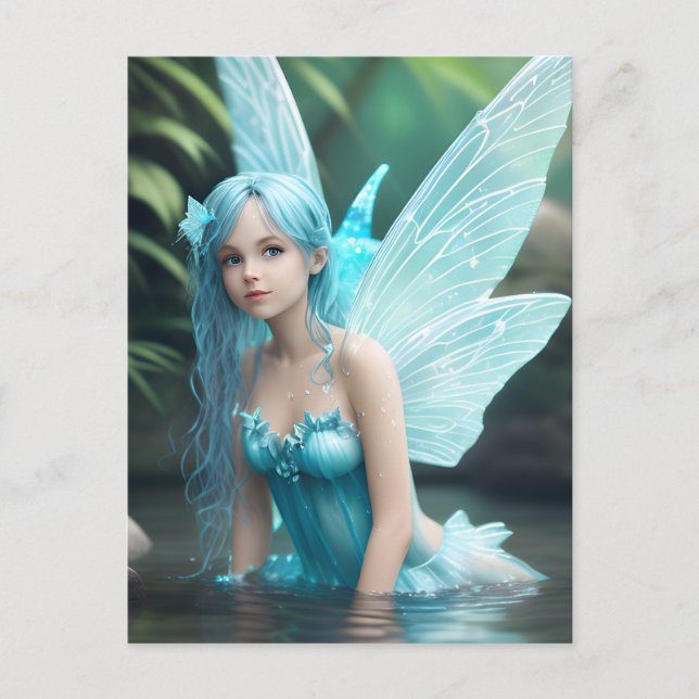Beautiful Blue Water Fairy Postcard (Front)