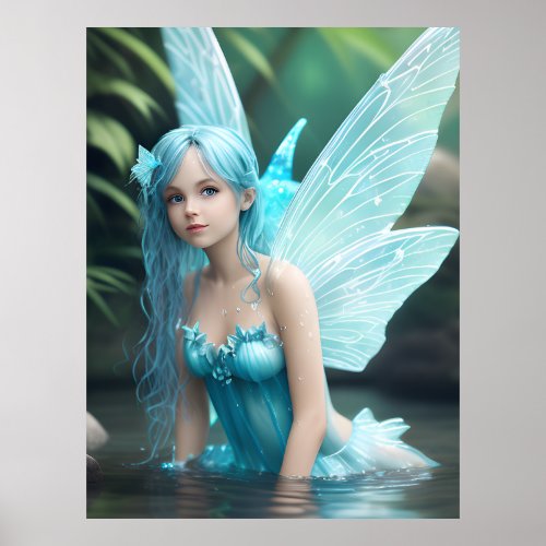 Beautiful Blue Water Fairy Poster