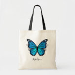 Beautiful Blue Watercolor 3d Butterfly Tote Bag at Zazzle