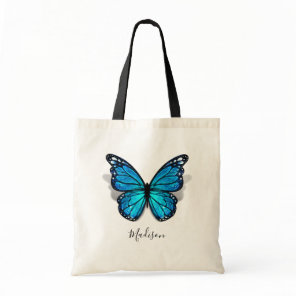Beautiful Blue Watercolor 3D Butterfly Tote Bag