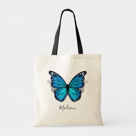 Beautiful Blue Watercolor 3d Butterfly Tote Bag