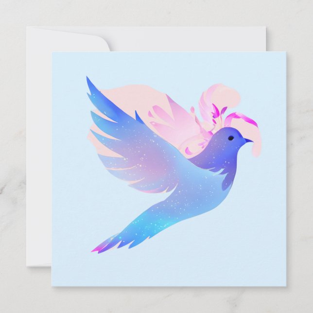 Beautiful Blue Watercolor Dove Holiday Card (Front)