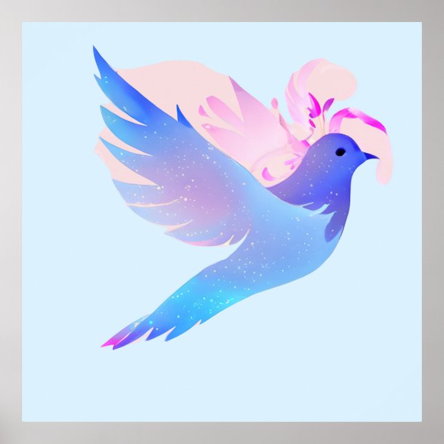 Beautiful Blue Watercolor Dove Poster (Front)