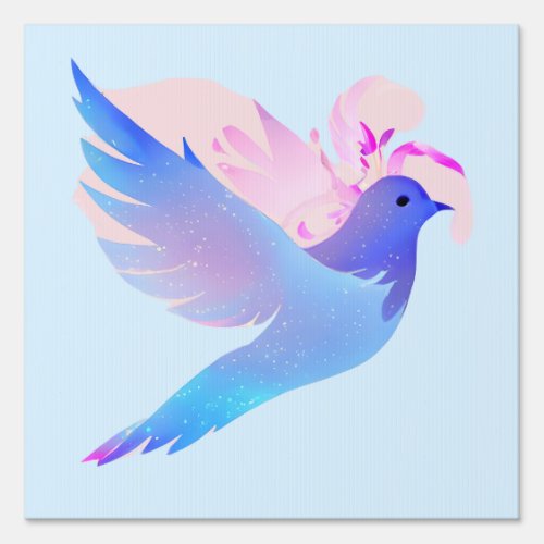Beautiful Blue Watercolor Dove Sign