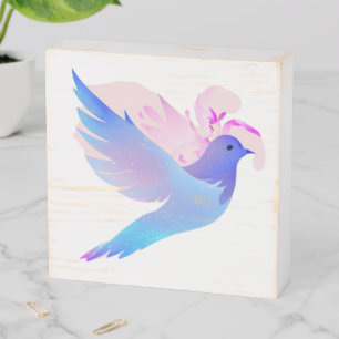 Beautiful Blue Watercolor Dove Wooden Box Sign