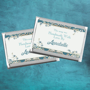 Beautiful Blue Watercolor Floral Handmade Soap Rectangular Sticker
