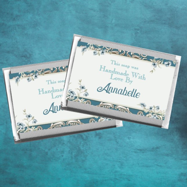 Beautiful Blue Watercolor Floral Handmade Soap Rectangular Sticker (Creator Uploaded)
