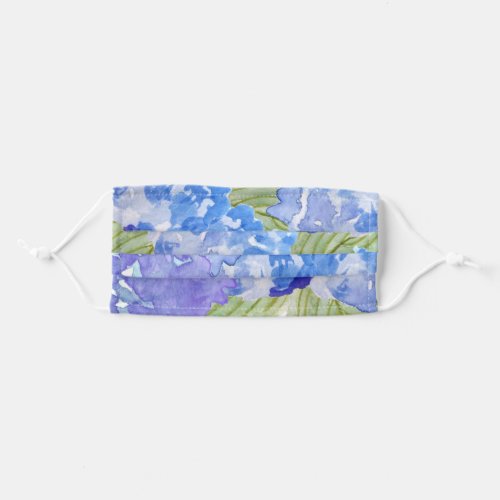 Beautiful Blue Watercolor Hydrangea Adult Cloth Face Mask