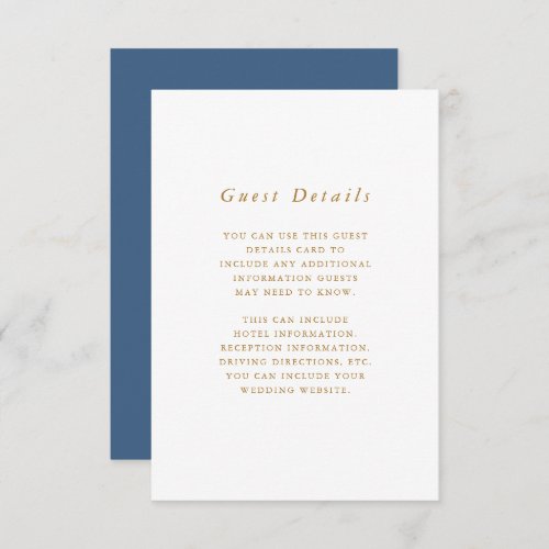Beautiful Blue Wedding Guest Detail Enclosure Card