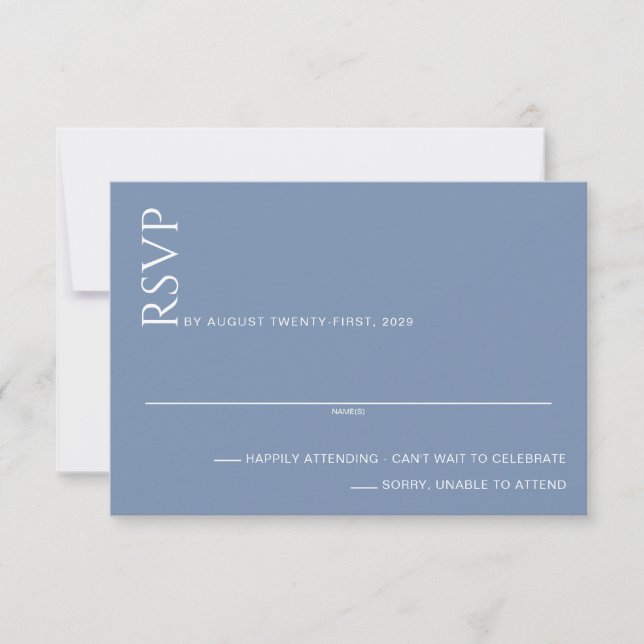 Beautiful Blue Wedding RSVP Card (Front)