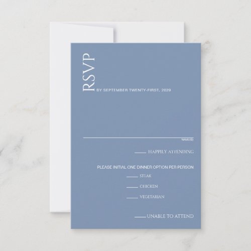 Beautiful Blue Wedding  RSVP Card