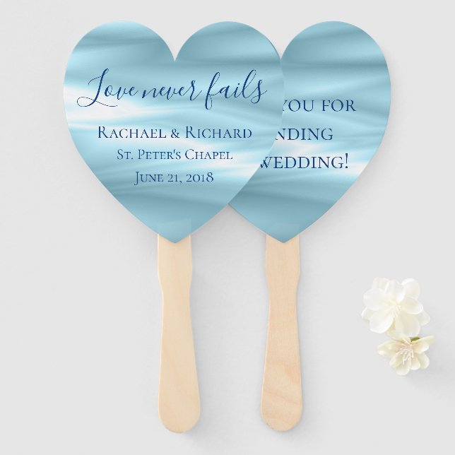 Beautiful Blue Wedding Souvenir Hand Fan (Front and Back)