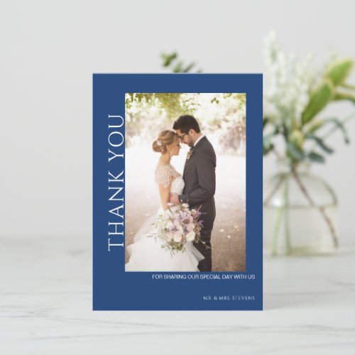 Beautiful Blue Wedding  Thank You Card