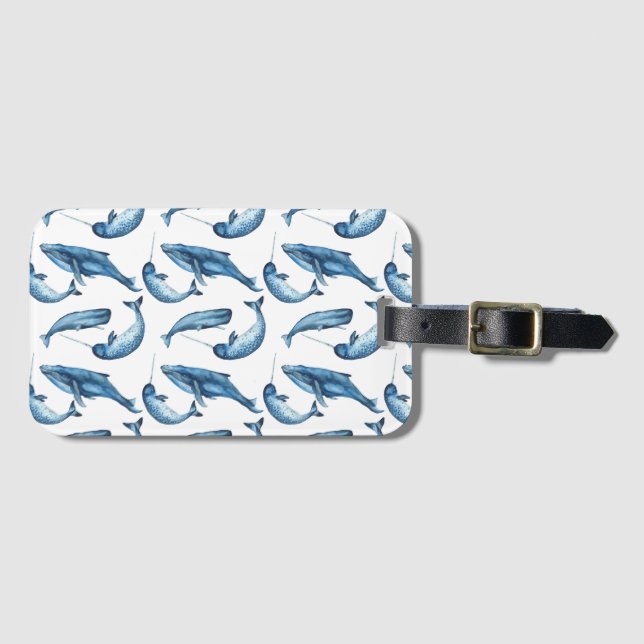 Beautiful Blue Whales and Narwhals | Luggage Tag (Front Horizontal)