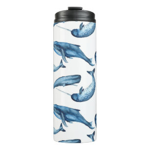 Beautiful Blue Whales and Narwhals Thermal Tumbler