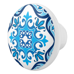 💙🤍 Beautiful blue - white Azulejos X,   Ceramic  Ceramic Knob