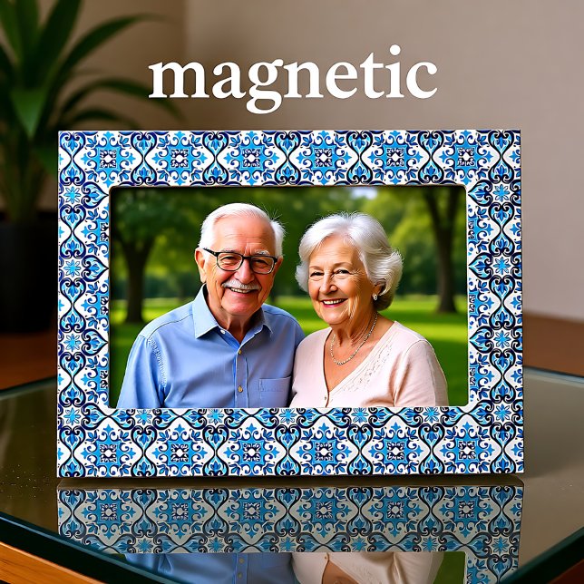💙🤍 Beautiful blue - white Azulejos X,  Magnetic Frame (Beautiful blue - white Azulejos X, Magnetic Frame)