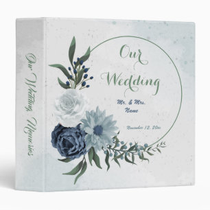 Beautiful blue white flowers greenery photo album  3 ring binder
