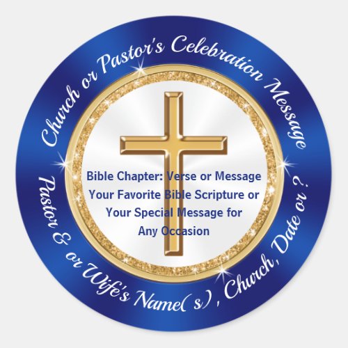 Beautiful Blue White Gold Custom Church Stickers