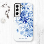 Beautiful Blue/White Personalized Roses Samsung Galaxy S22 Case<br><div class="desc">Gorgeous clean and traditional China blue/white watercolor style roses and wildflowers with text field for your name or monogram.</div>