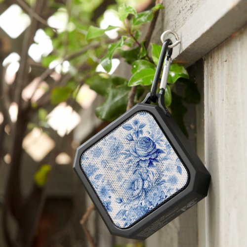 Beautiful Blue  White Roses  Wildflowers Bluetooth Speaker