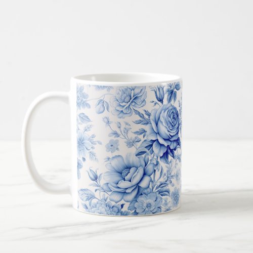 Beautiful Blue  White Roses  Wildflowers Coffee Mug