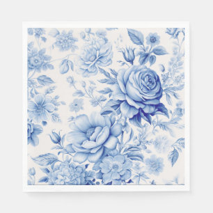 Beautiful Blue & White Roses & Wildflowers Napkins