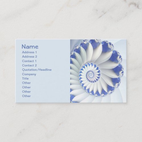 Beautiful Blue  White Sea Shell Fine Fractal Art Business Card