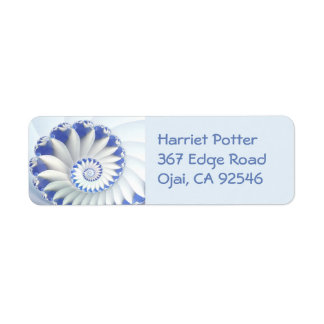 Beautiful Blue & White Sea Shell Fine Fractal Art Label
