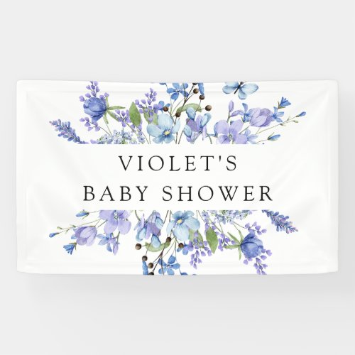 Beautiful Blue Wildflower Baby Shower Banner