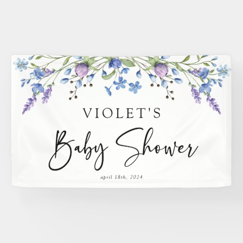 Beautiful Blue Wildflower Baby Shower Banner
