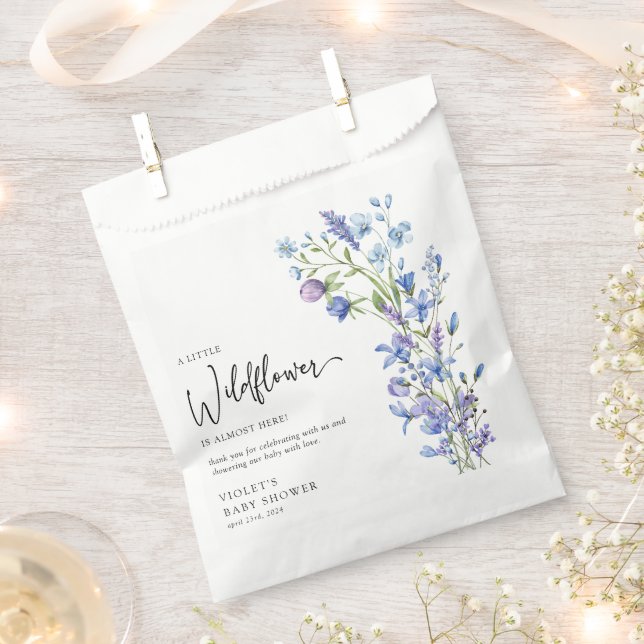 Beautiful Blue Wildflower Baby Shower Favor Bag (Clipped)