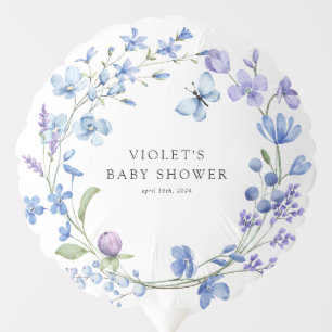 Beautiful Blue Wildflower Wreath Baby Shower Balloon