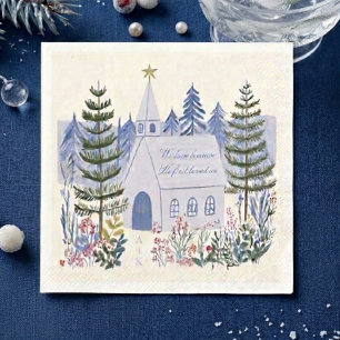 Beautiful Blue Winter Christian Wedding Napkins