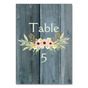 Beautiful blue wood floral table table number