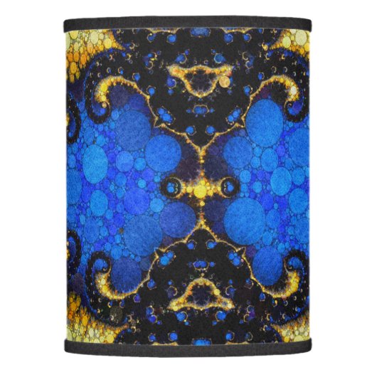 Beautiful Blue Yellow Abstract Lamp Shade (Front)