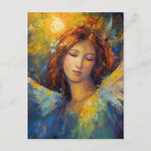 Beautiful Blue Yellow Angel Glows Postcard