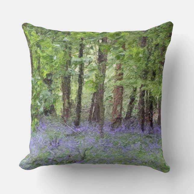 Beautiful Bluebell Wood Throw Pillow (Front)