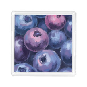 Beautiful Blueberries Fruit Painting Acrylic Tray