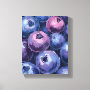 Beautiful Blueberries Fruit Painting Canvas Print