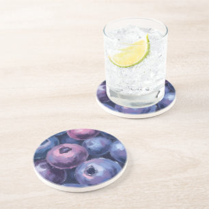 Beautiful Blueberries Fruit Painting Coaster