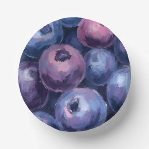 Beautiful Blueberries   Fruit Painting Paper Bowls