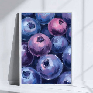 Beautiful Blueberries Fruit Painting Poster