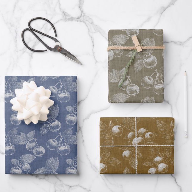 Beautiful Blueberry  Wrapping Paper Sheets (Front)