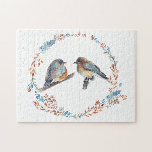 Beautiful Bluebird Couple Art Jigsaw Puzzle