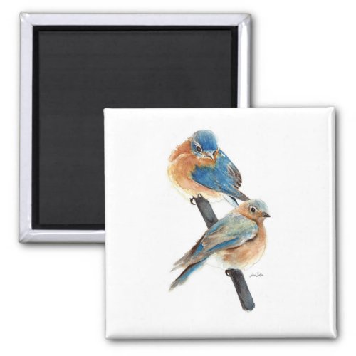 Beautiful Bluebird Couple Watercolor Art Magnet