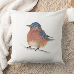 Beautiful Bluebird Watercolor Art Decor Throw Pillow